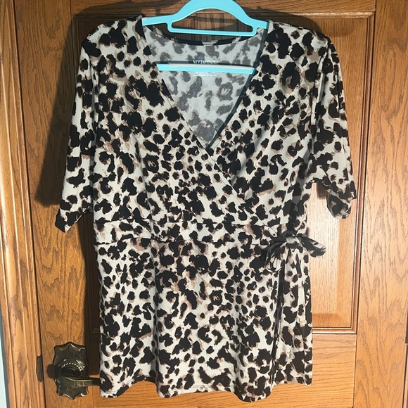 Animal print wrap look top - Picture 1 of 4